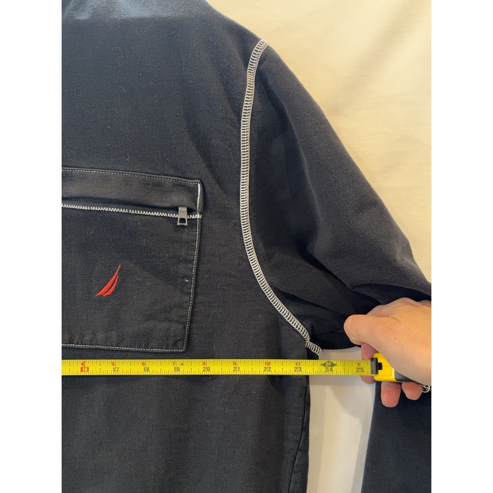 Nautica Quarter Zip Pullover Sweatshirt Men's XL Black Chest Pocket Logo - Picture 8 of 10